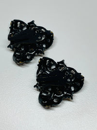 Thumbnail for Black Clip On Earrings with Amber Rhinestones Devil's Details 