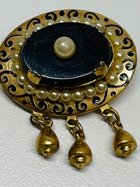 Thumbnail for Black, Gold, and Pearl Brooch Devil's Details 