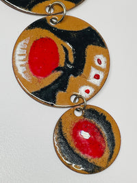 Thumbnail for Brown, Red, and Black Circles Trio Drop Necklace Devil's Details 