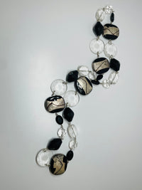 Thumbnail for Clear and Black Silver Painted Beaded Necklace Devil's Details 