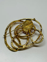 Thumbnail for Gold Abstract Brooch with Purple Stone Devil's Details 