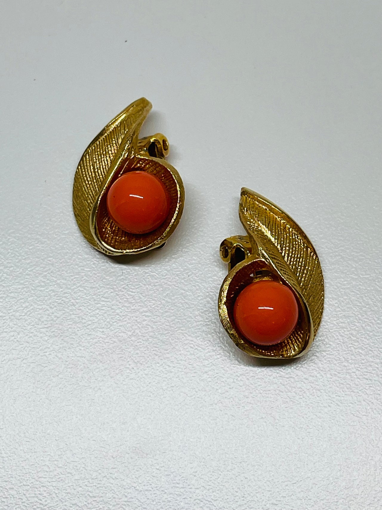 Gold Coral Stone Leaf Clip Ons Devil's Details 