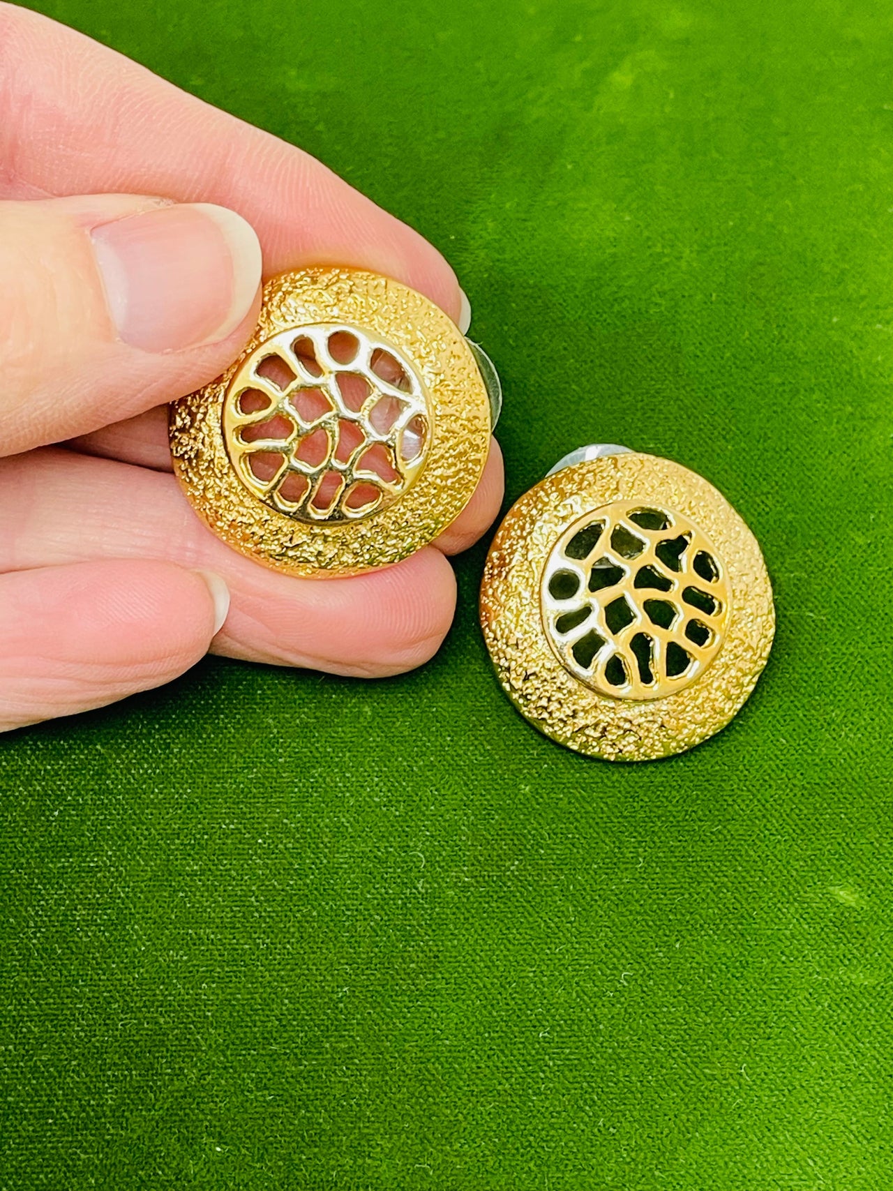 Gold Cut Out Discs Earrings Devil's Details 