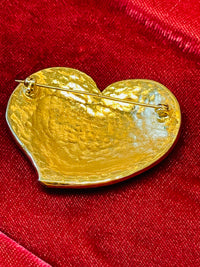 Thumbnail for Gold Heart Brooch Lined with Rhinestones Devil's Details 