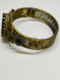 Thumbnail for Gold Hinge Bracelet with a Black Glass Stone Devil's Details 