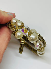 Thumbnail for Gold Mesh Pearl Coil Bracelet Devil's Details 