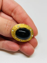 Thumbnail for Hold Dome Ring with Black Stone Devil's Details 