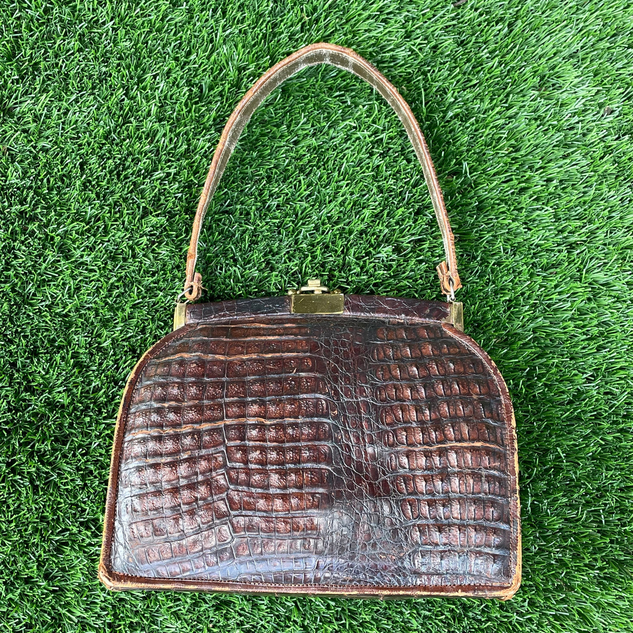 New Satchel Real Crocodile leather Purse by Designer Daniel Hugo. Vintage  look. | eBay