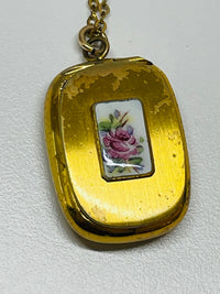 Thumbnail for Locket with Enamel Flower and Gold Filled Chain Devil's Details 