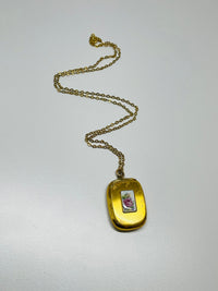 Thumbnail for Locket with Enamel Flower and Gold Filled Chain Devil's Details 