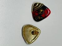 Thumbnail for Red, Gold, and Black Painted Earrings Devil's Details 