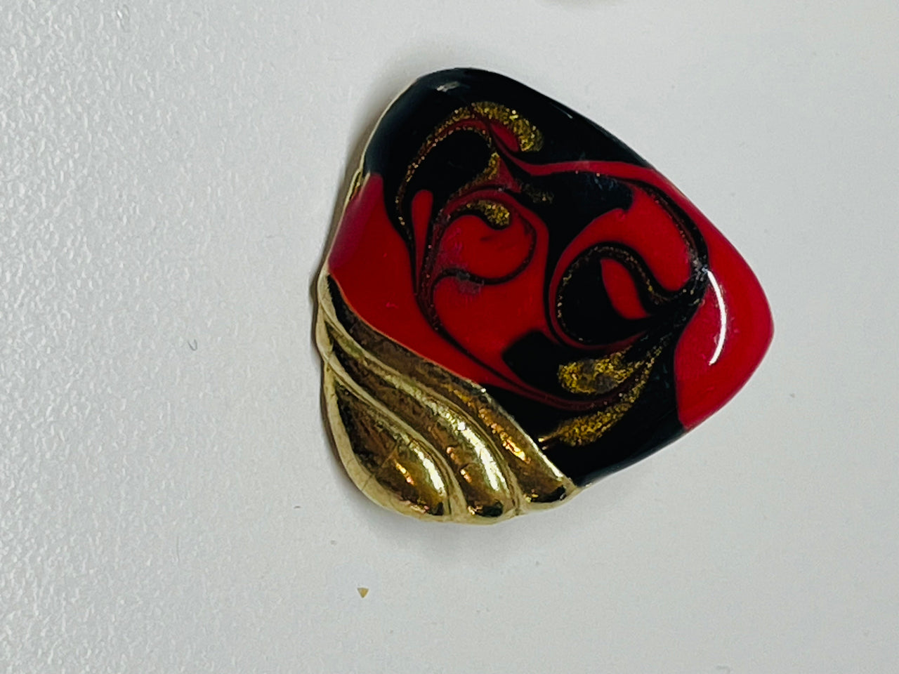 Red, Gold, and Black Painted Earrings Devil's Details 