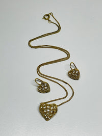 Thumbnail for Roman Gold and Rhinestone Heart necklace and Earrings Set Devil's Details 