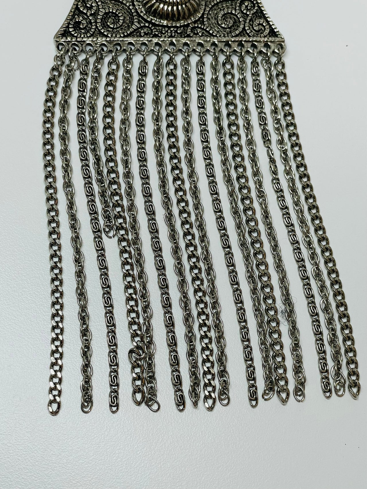 Silver Etruscan Fringe Necklace Devil's Details 