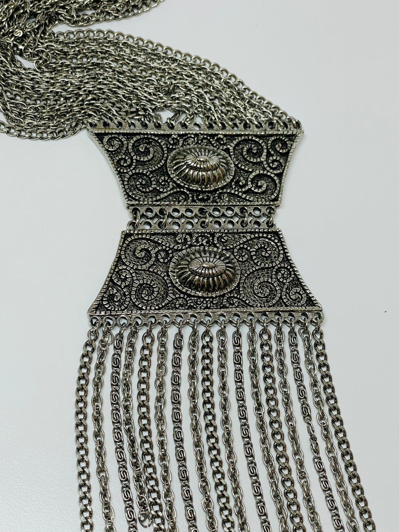 Silver Etruscan Fringe Necklace Devil's Details 