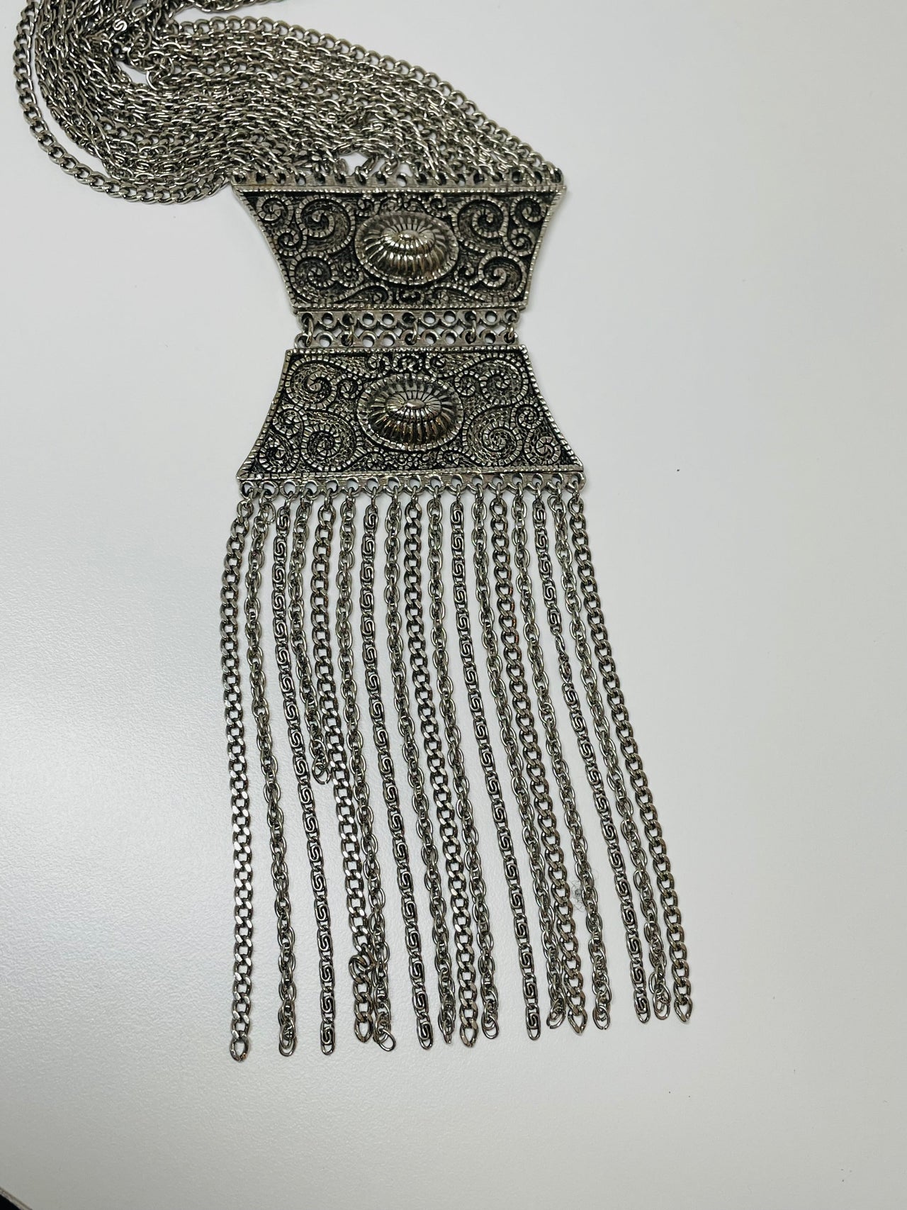 Silver Etruscan Fringe Necklace Devil's Details 