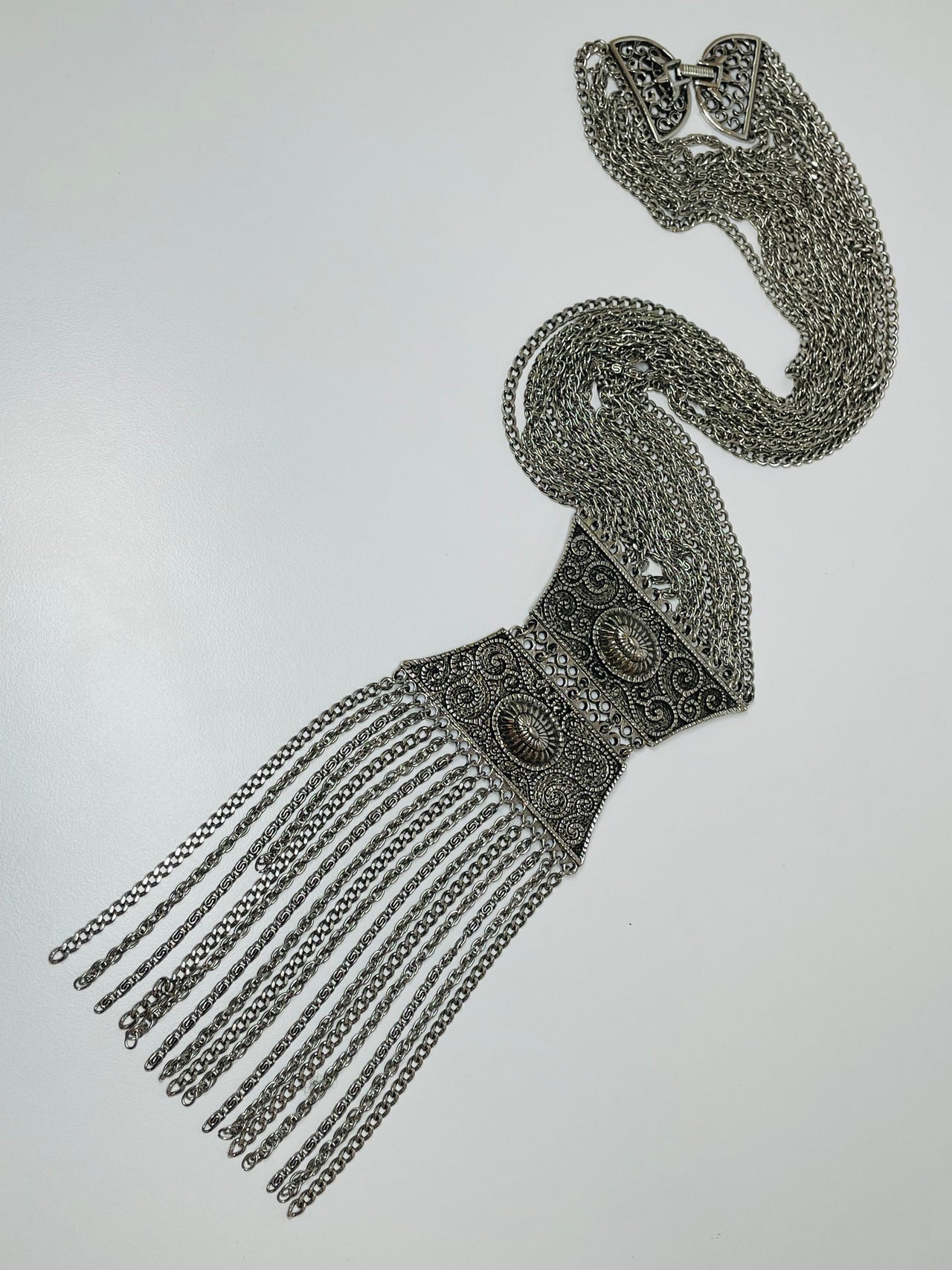 Silver Etruscan Fringe Necklace Devil's Details 