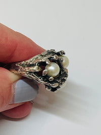 Thumbnail for Sterling Triple Pearl Ring Devil's Details 