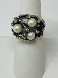 Thumbnail for Sterling Triple Pearl Ring Devil's Details 