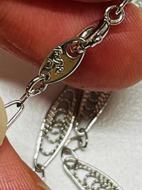 Thumbnail for Trifari Silver Oval Filigree Link Chain Devil's Details 