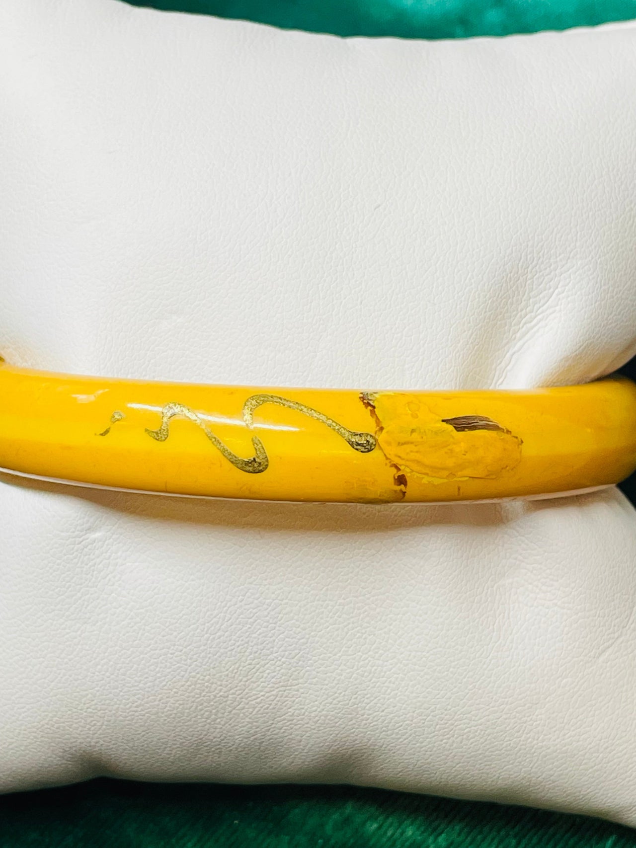 Yellow Skinny Bangle with a Painted Squiggle Devil's Details 