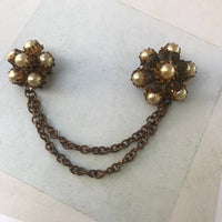 Thumbnail for Double Pearl Chatelaine Brooch with Brass Chain Jewelry Bloomers and Frocks 